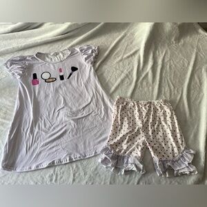 New Boutique Makeup Set Theme Tunic Top Shorts Outfit 14/16 NWOT